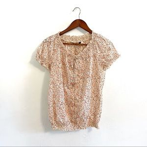 St. John’s Bay Blush Pink Floral Buttoned Petite Blouse